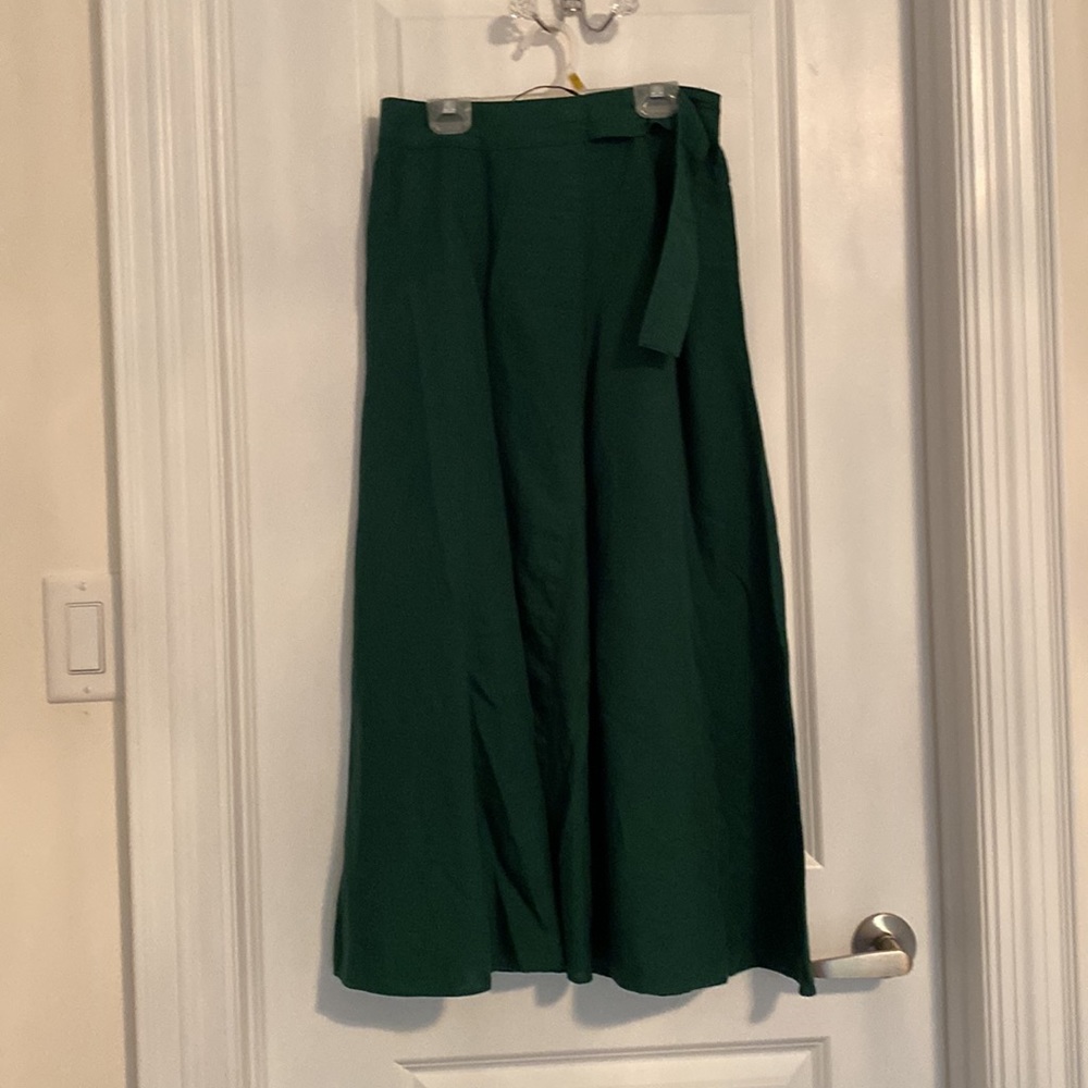 Linen blend Midi Skirt Green xsmall - Picture 7 of 10